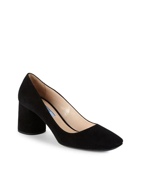 prada suede 55mm block heel pump|prada mary jane pumps.